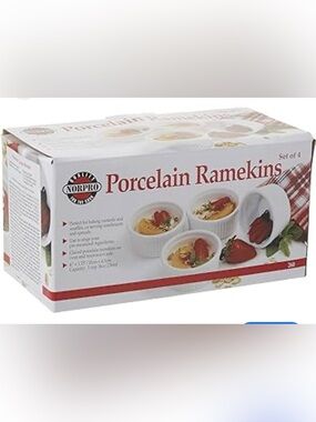 NORPRO Porcelain Ramekins Set of 4-8oz/ 236ml- white